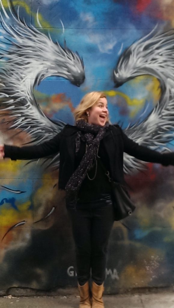 Graffiti in East London with (angel) Lulu Mazzocco